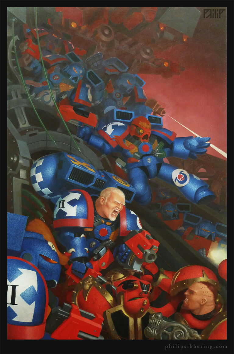 Ultramarines vs Chaos Marines by Philip Sibbering 