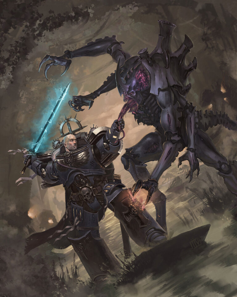 Space Marine vs Tyranid Broodlord by Igor Ivanov 
