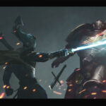 Farseer vs Space Marine by Richard Bagnall (bagnall_richard | richard_bagnall_art)