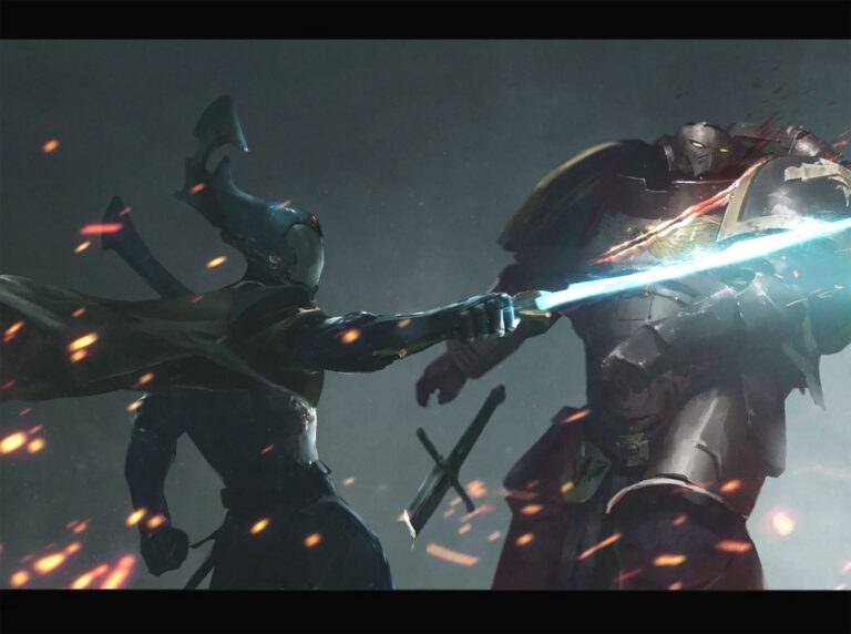 Farseer vs Space Marine by Richard Bagnall 