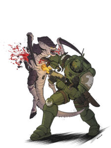 Raptor VS Tyranid by Marc-olivier Girard