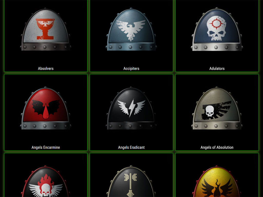 Space Marine Shoulder Pad Icons (A-H)