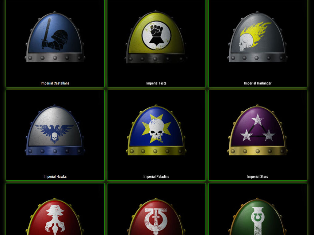 Space Marine Shoulder Pad Icons (M-Z)